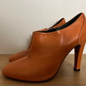 Brown with an Orange Twist High Heeled Ankle Boots